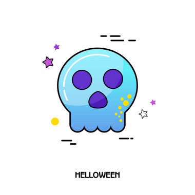 Kafatası vektör simgesi. Cadılar Bayramı etiket