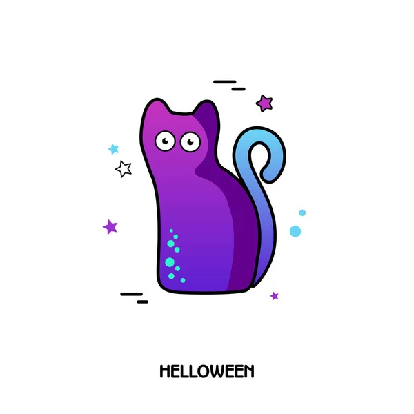 Schwarzes Katzenvektorsymbol. Halloween-Aufkleber — Stockvektor