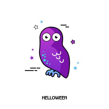 Baykuş vektör simgesi. Cadılar Bayramı etiket