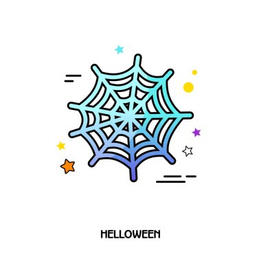 Örümcek web vektör simgesi. Cadılar Bayramı etiket