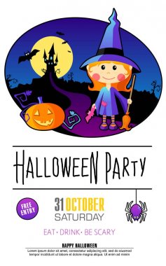Cadı kız Cadılar Bayramı partisi tasarım şablonu
