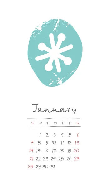 Kalender 2018 Monate Januar. Woche beginnt am Sonntag — Stockvektor