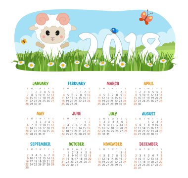 Takvim 2018 yıl koyun ile