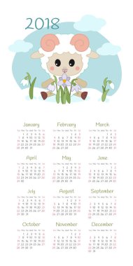 Takvim 2018 yıl. Pazar hafta başlıyor