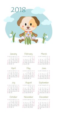 Takvim 2018 yıl. Pazar hafta başlıyor