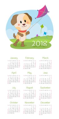 Takvim 2018 yıl. Pazar hafta başlıyor