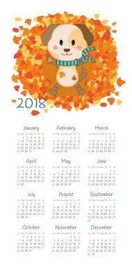 Takvim 2018 yıl. Pazar hafta başlıyor