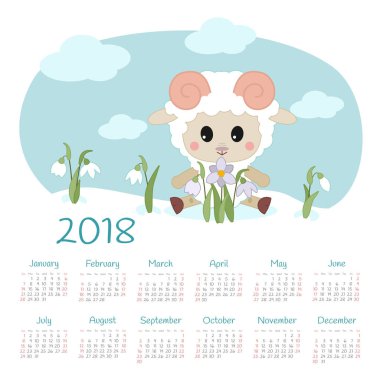 Takvim 2018 yıl. Pazar hafta başlıyor