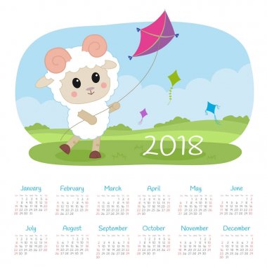 Takvim 2018 yıl. Pazar hafta başlıyor