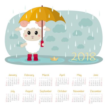 Takvim 2018 yıl. Pazar hafta başlıyor