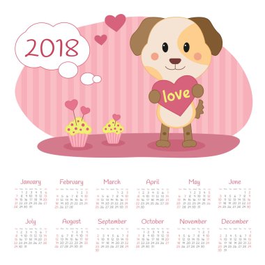 Takvim 2018 yıl. Pazar hafta başlıyor