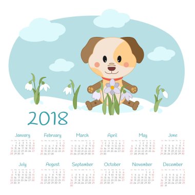 Takvim 2018 yıl. Pazar hafta başlıyor