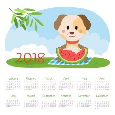 Takvim 2018 yıl. Pazar hafta başlıyor