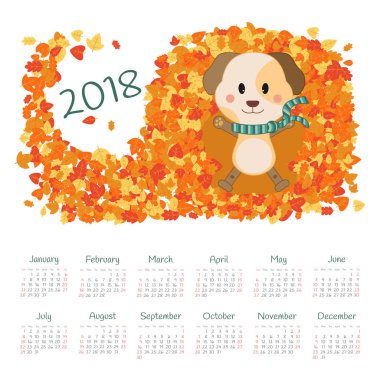 Takvim 2018 yıl. Pazar hafta başlıyor