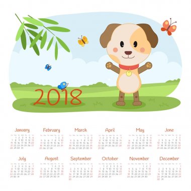 Takvim 2018 yıl. Pazar hafta başlıyor