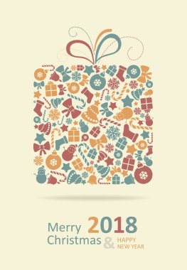 Neşeli Noel kartı mutlu yeni yıl.