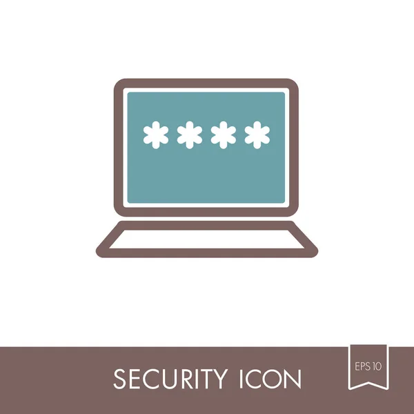 Laptop with password notification and lock icon — Stock Vector