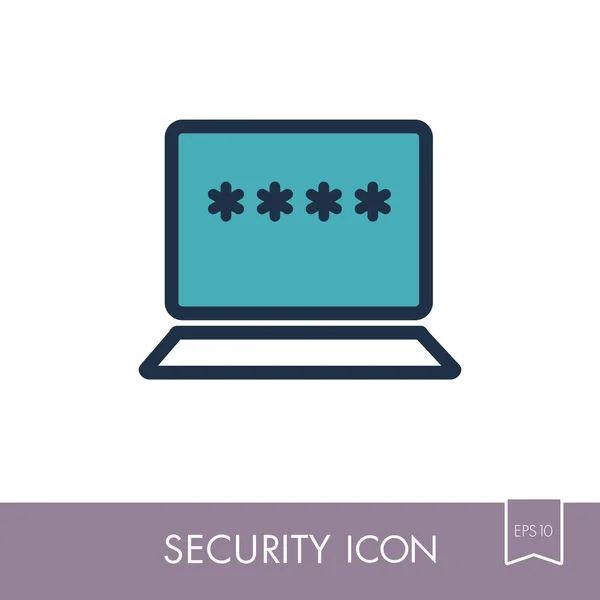 Laptop met wachtwoord kennisgeving en lock-pictogram — Stockvector