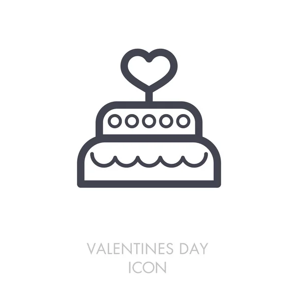 Sobremesa de bolo de casamento com ícone de vetor cardíaco — Vetor de Stock