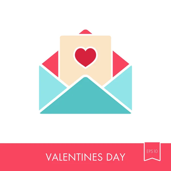 Glad Alla hjärtans dag kort i kuvertikonen — Stock vektor