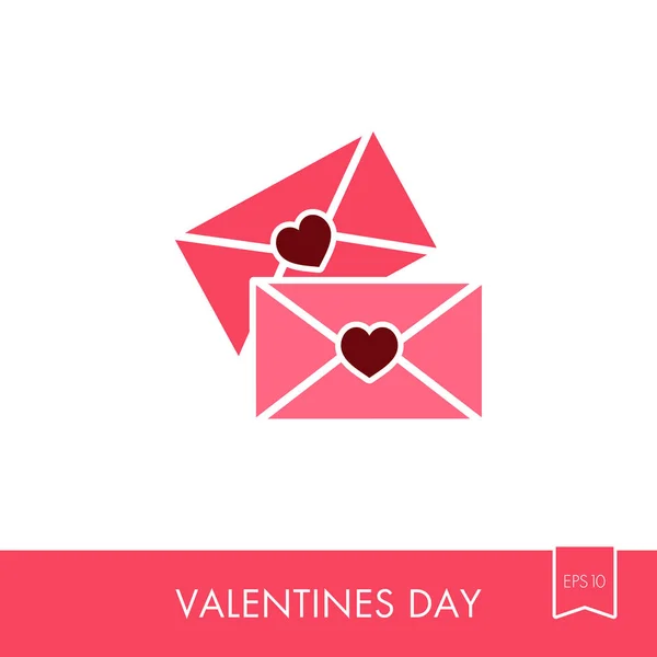 Icône à deux enveloppes. Lettre d'amour — Image vectorielle
