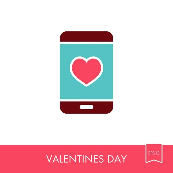 Smartphone εικονίδιο καρδιάς, Ρομαντικό τηλεφωνική κλήση — Διανυσματικό Αρχείο