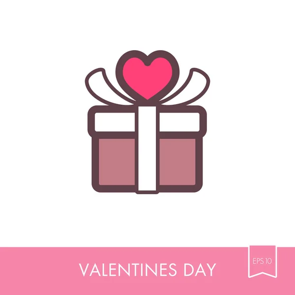 Icono de signo de caja regalo. Presente con corazón símbolo de amor — Vector de stock