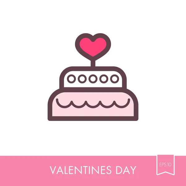 Dessert gâteau de mariage avec icône vectorielle coeur — Image vectorielle