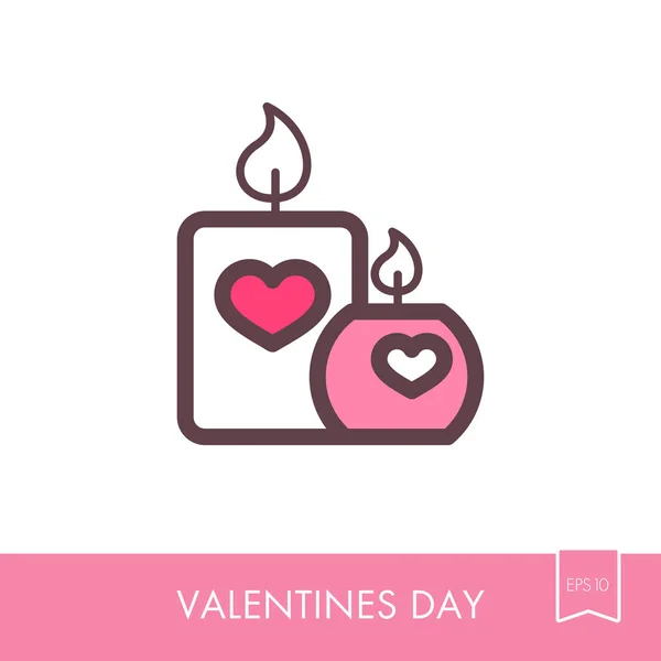 Burning candle with hearts icon — Stock Vector