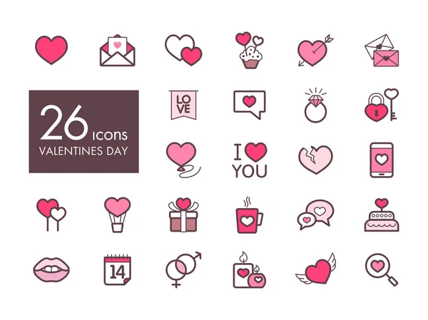 Dag van de Valentijnskaart instellen pictogrammen — Stockvector