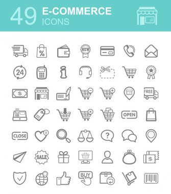 E-ticaret set vektör simgeler alışveriş ve online