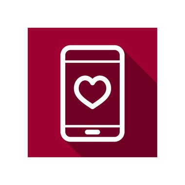 Kalp smartphone simgesi, romantik telefon görüşmesi