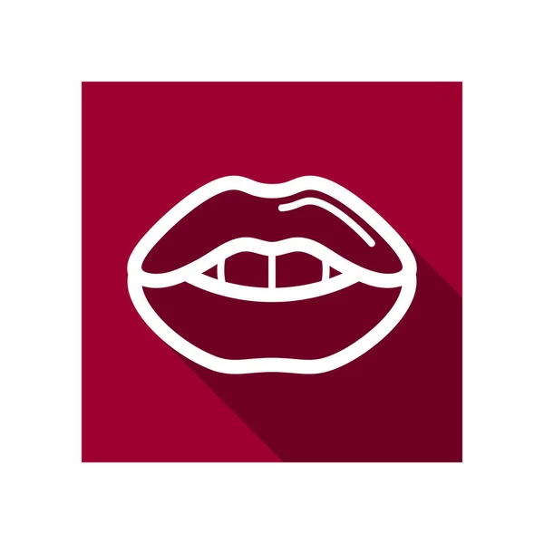 Icono de labios mujer. Forma de boca femenina con dientes — Vector de stock