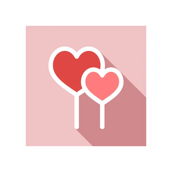 Two red heart lollipops icon — Stock Vector