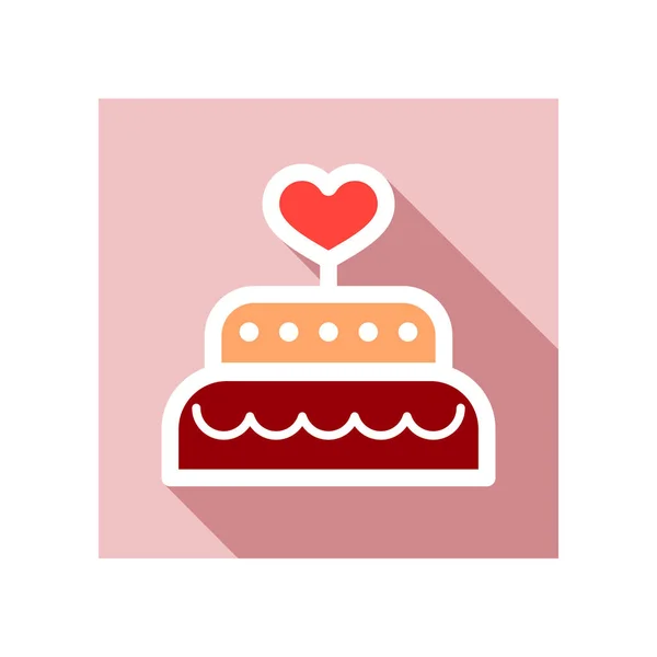 Svatební dort dezert s srdce vektorové ikony — Stockový vektor