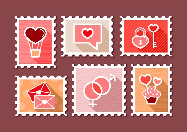 Valentijnsdag postzegels — Stockvector