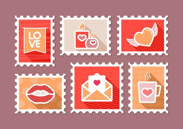 Dia dos Namorados selos postais — Vetor de Stock