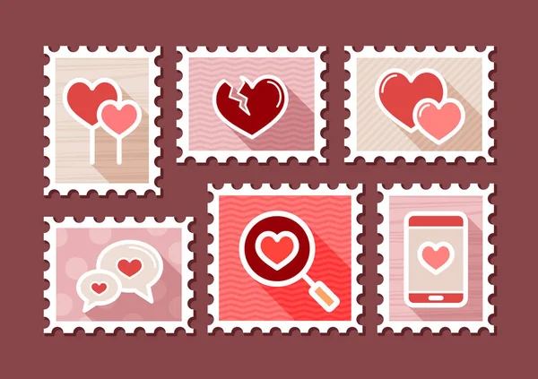 Dia dos Namorados selos postais — Vetor de Stock