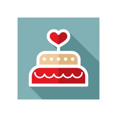 Düğün pastası tatlı kalp vektör simgesi ile
