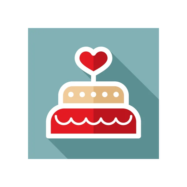 Bruidstaart dessert met hart vector pictogram — Stockvector