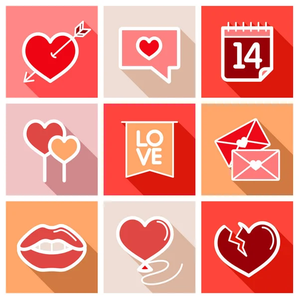 Día de San Valentín establecer iconos — Vector de stock