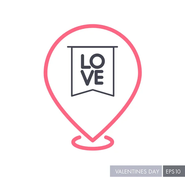 Drapeau avec inscription Love pin map icon — Image vectorielle