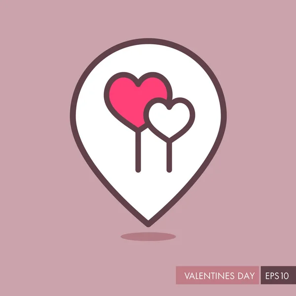 Twee rood hart lollies pin Kaartpictogram — Stockvector