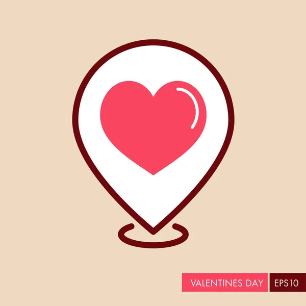 Hart pin Kaartpictogram, symbool van de liefde Valentijn — Stockvector