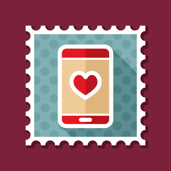 Heart smartphone stamp, romantic telephone call — Stock Vector
