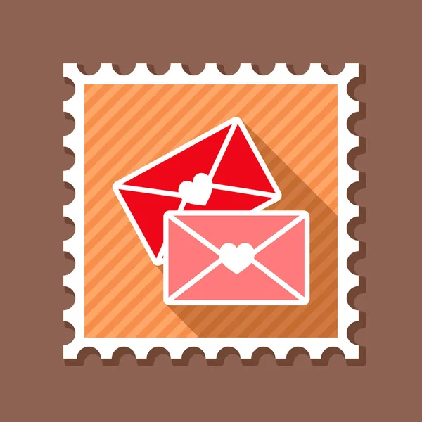 Deux timbres d'enveloppe. Lettre d'amour — Image vectorielle
