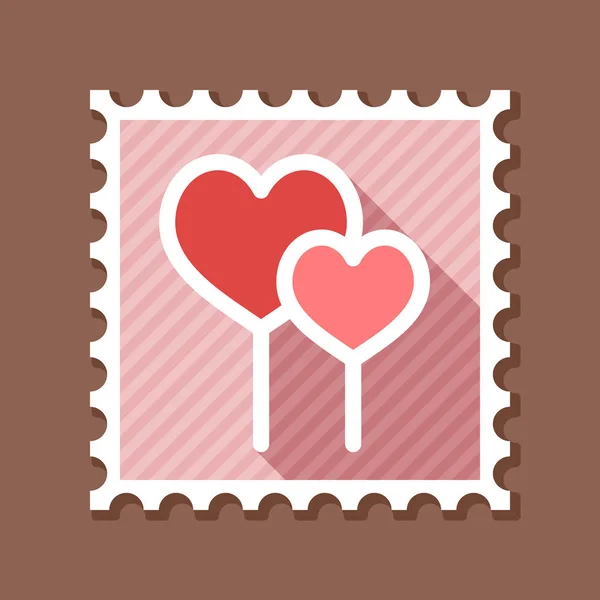 Twee rood hart lollies stempel — Stockvector