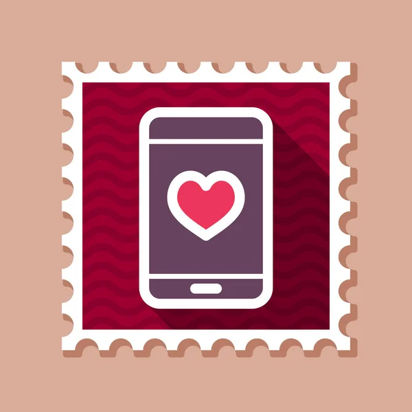 Carimbo de smartphone coração, chamada telefônica romântica — Vetor de Stock