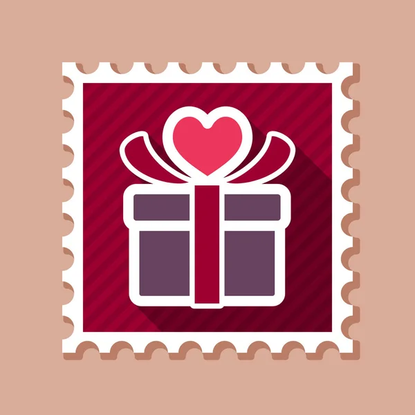 Signo de caja de regalo. Presente símbolo de amor del corazón — Vector de stock