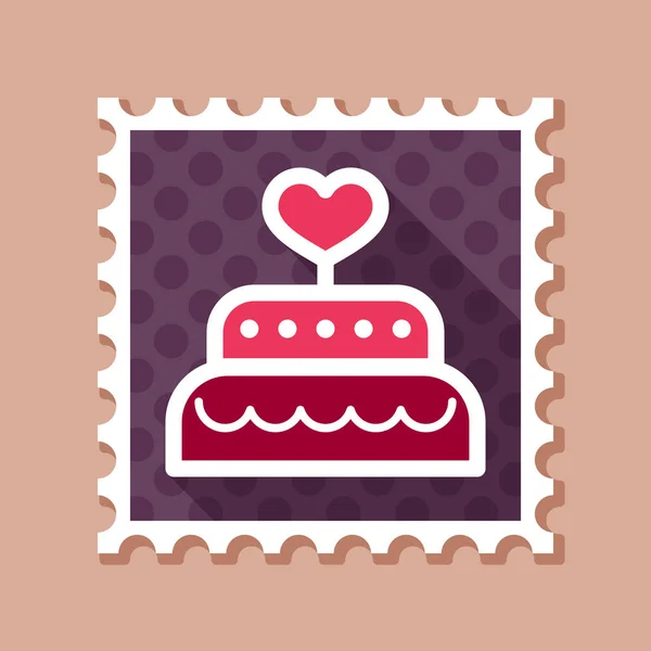Svatební dort dezert s razítkem vektor srdce — Stockový vektor